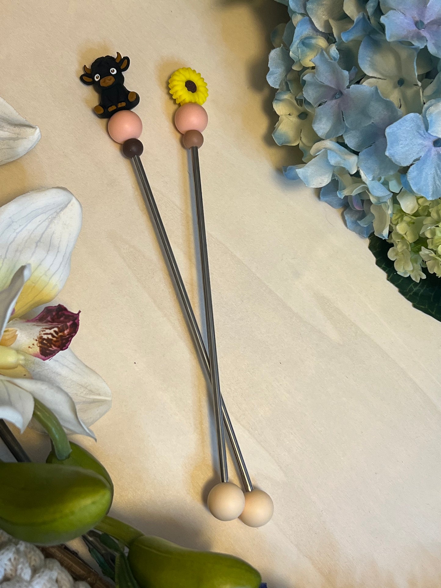 Highland cow amigurumi sticks black