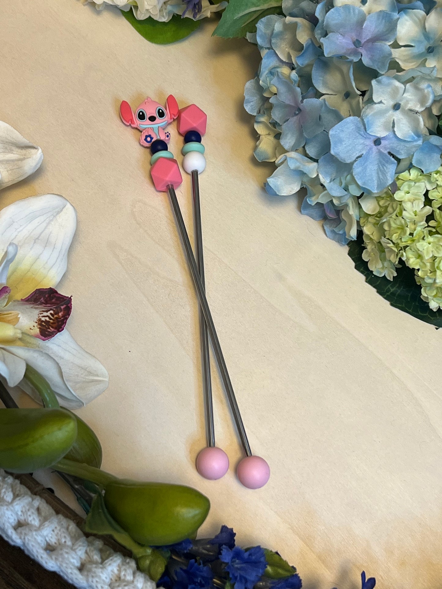 pink alien amigurumi sewing stick set