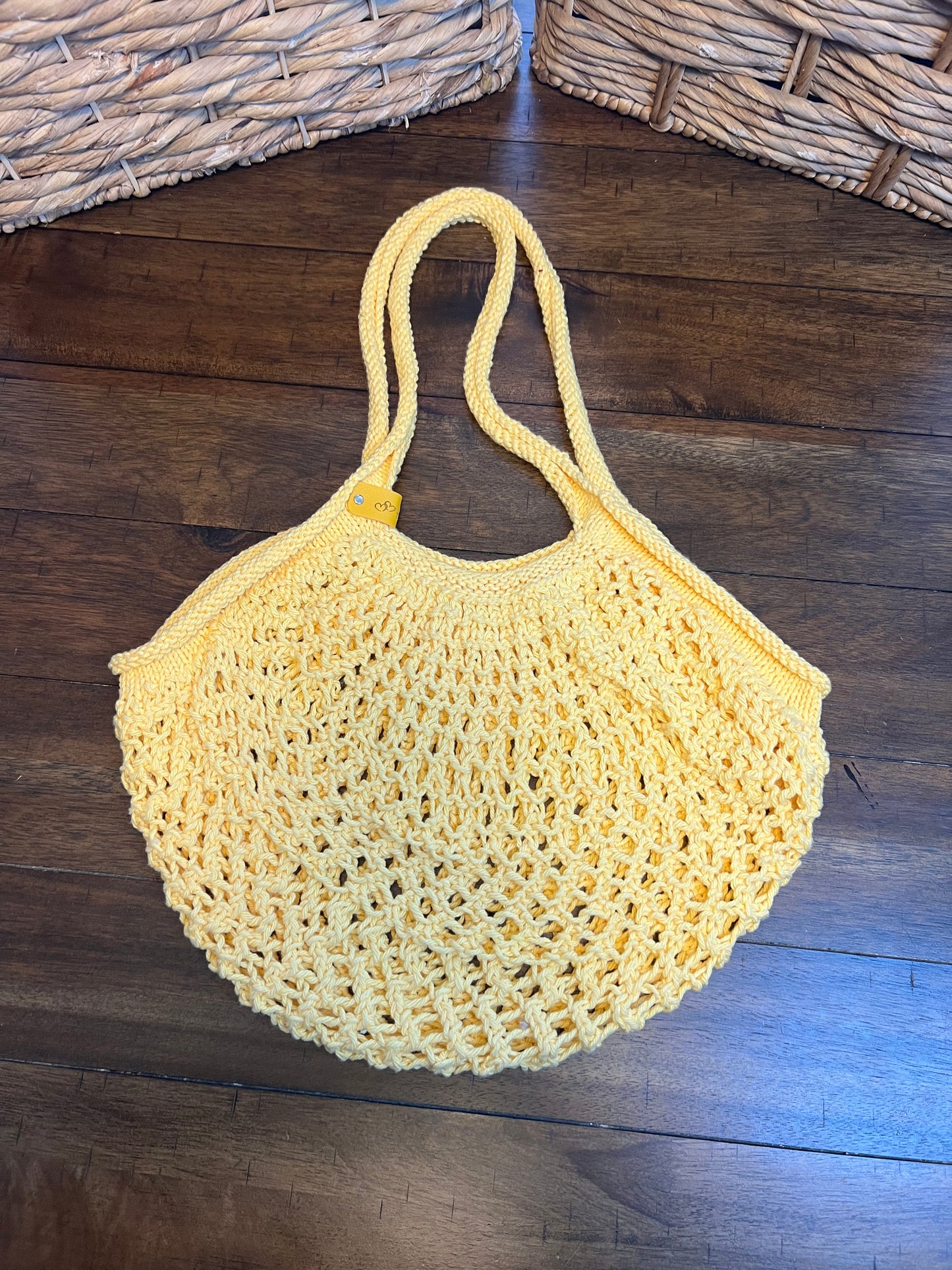 Crochet market mesh bag yellow