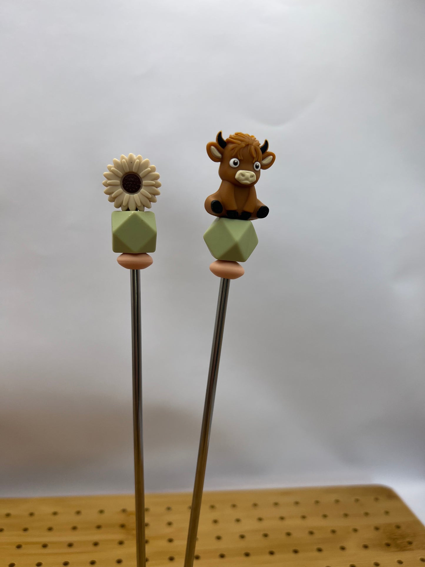 Highland cow amigurumi sticks