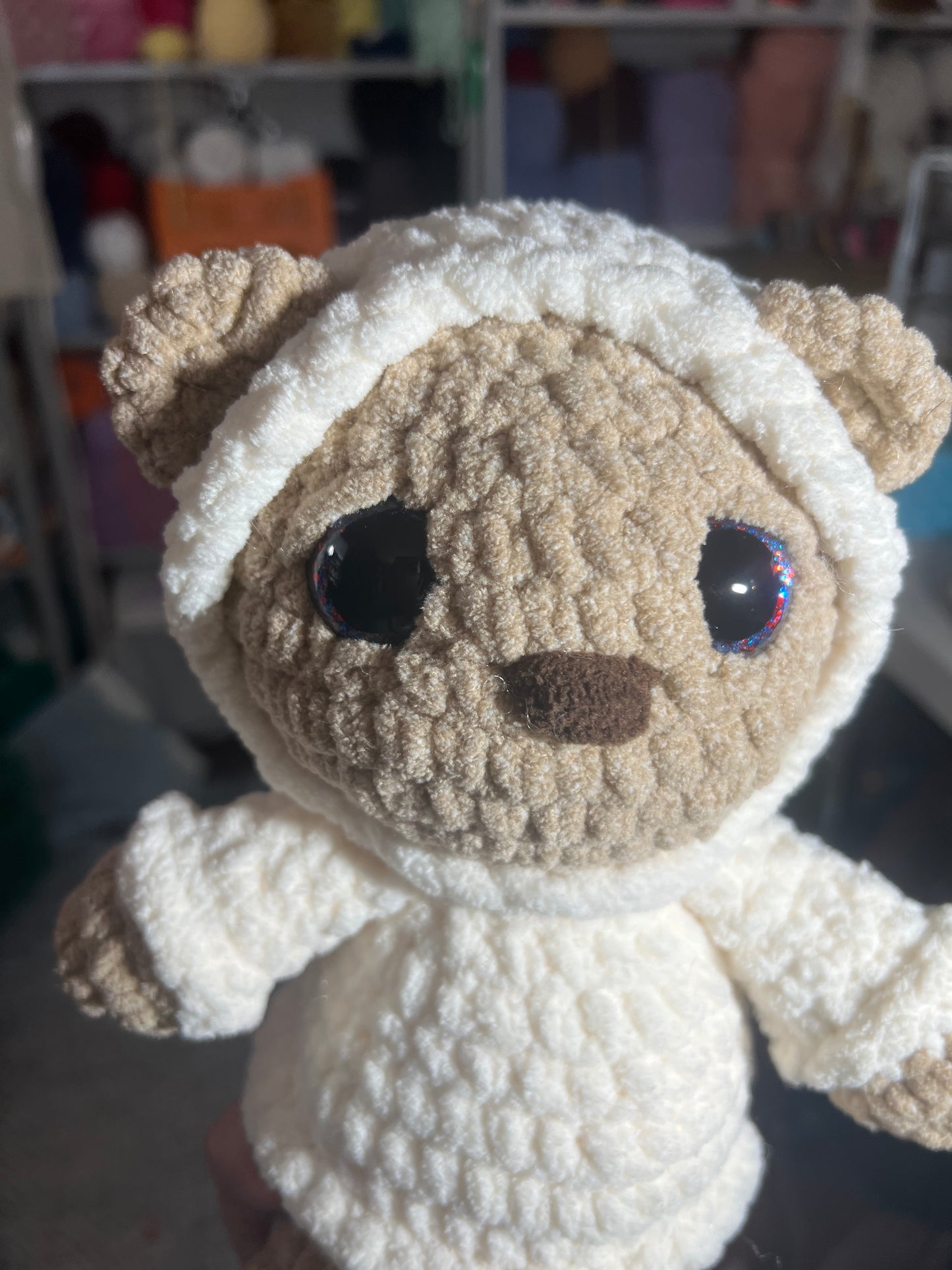Teddy with white hoodie