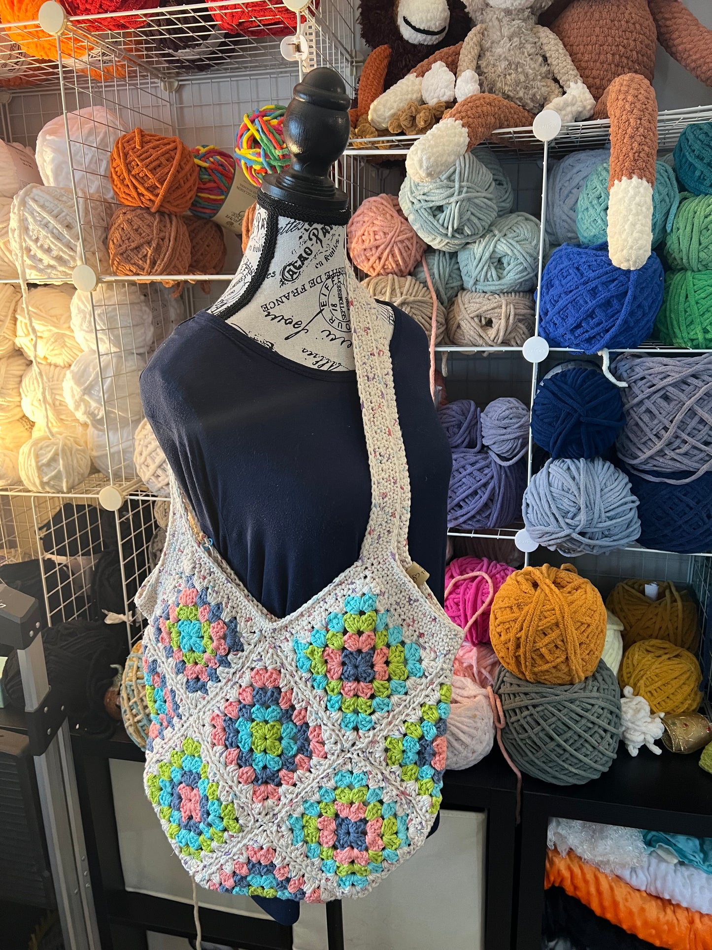 Granny square tote, lined
