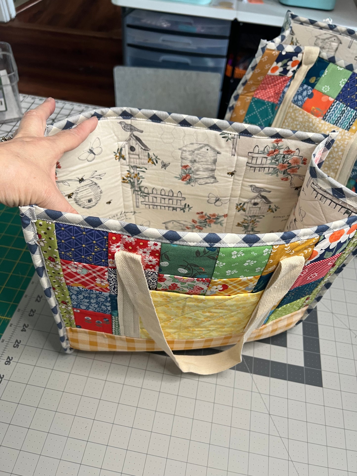 Patchwork pocket tote