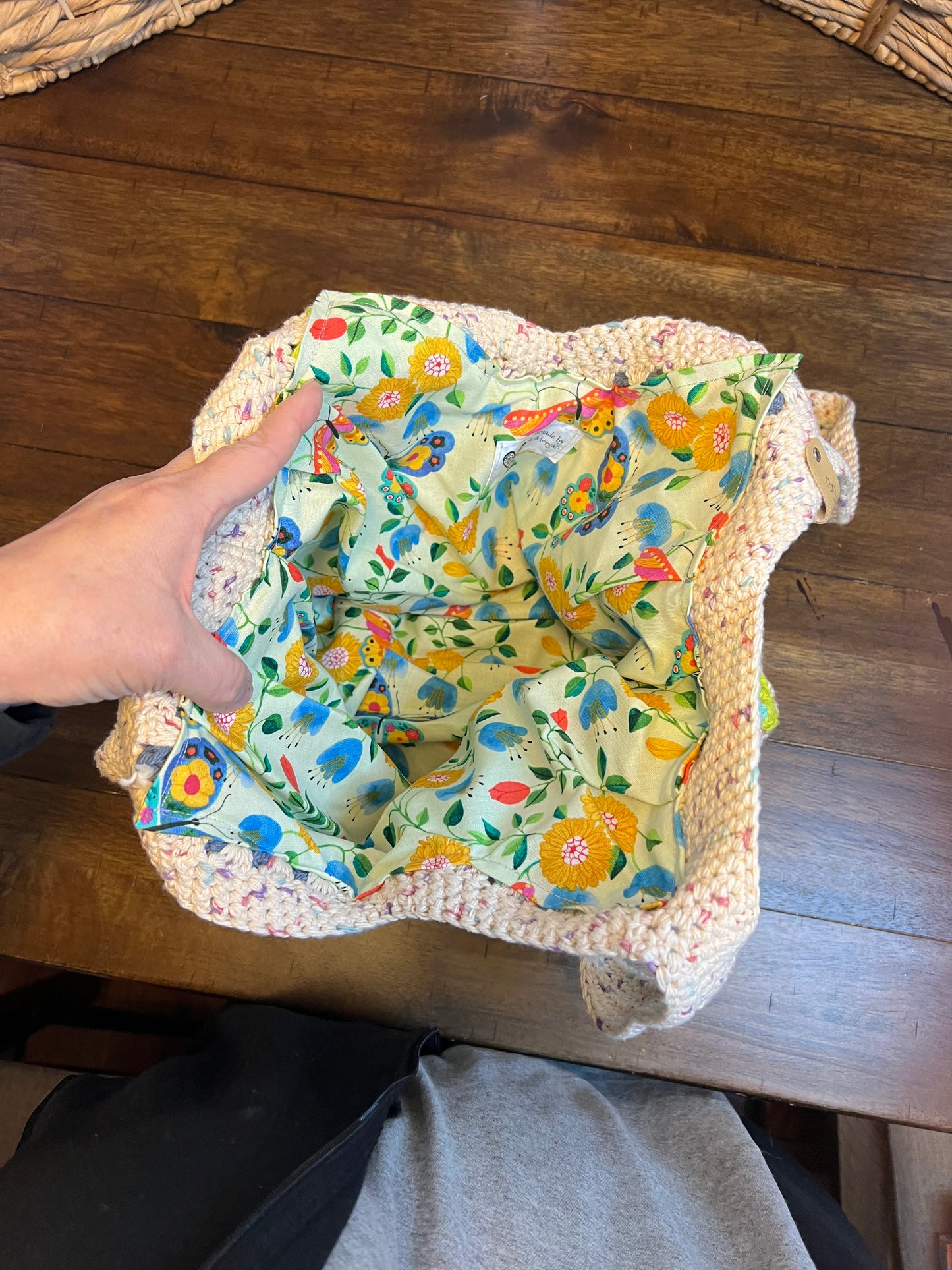 Granny square tote, lined
