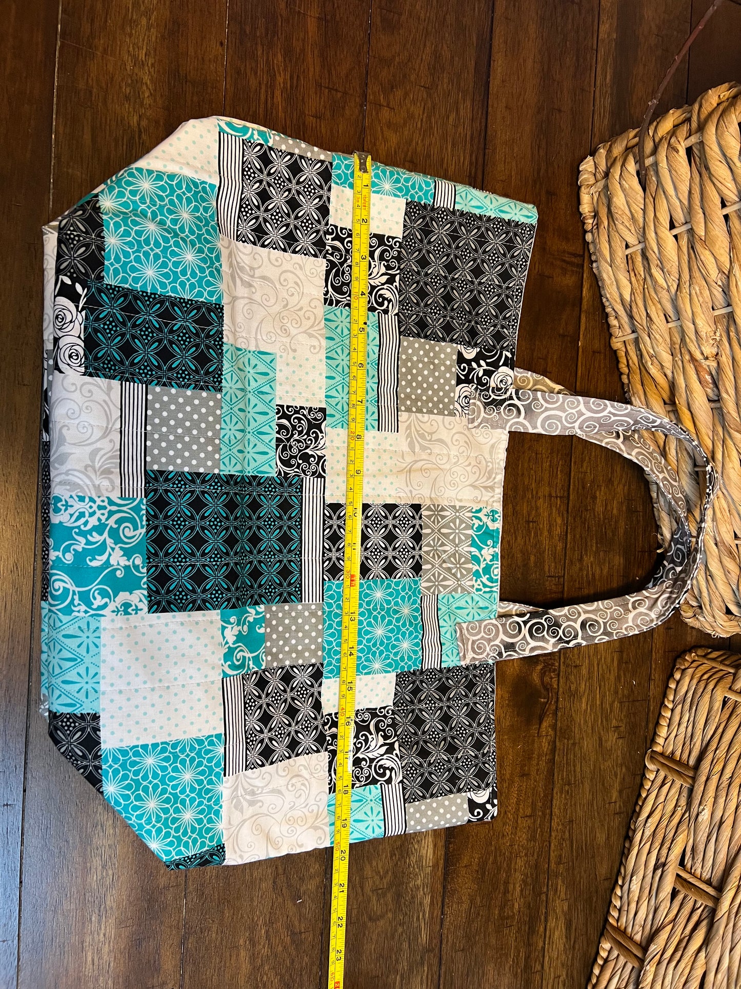 large tote teal and black