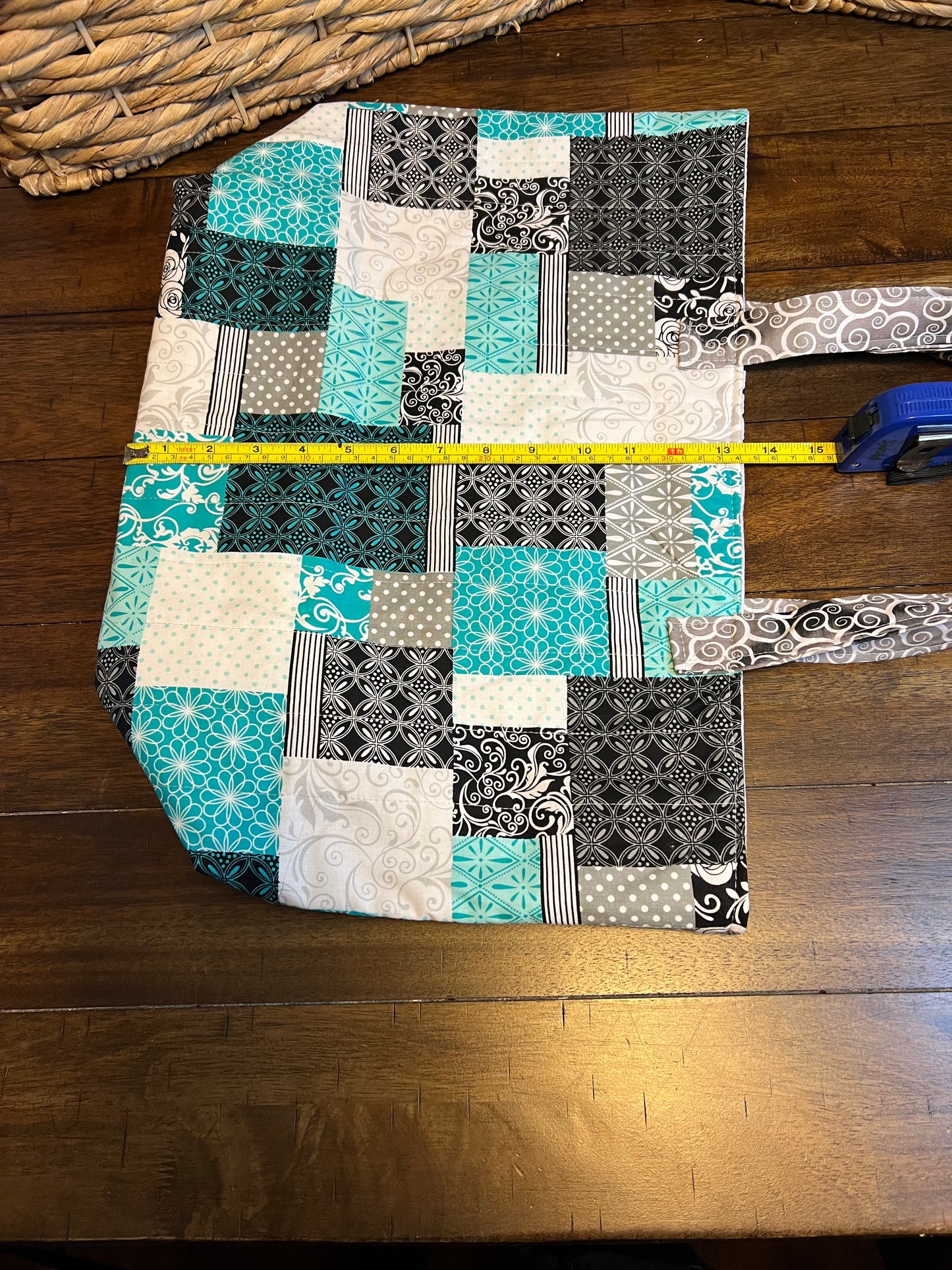 large tote teal and black