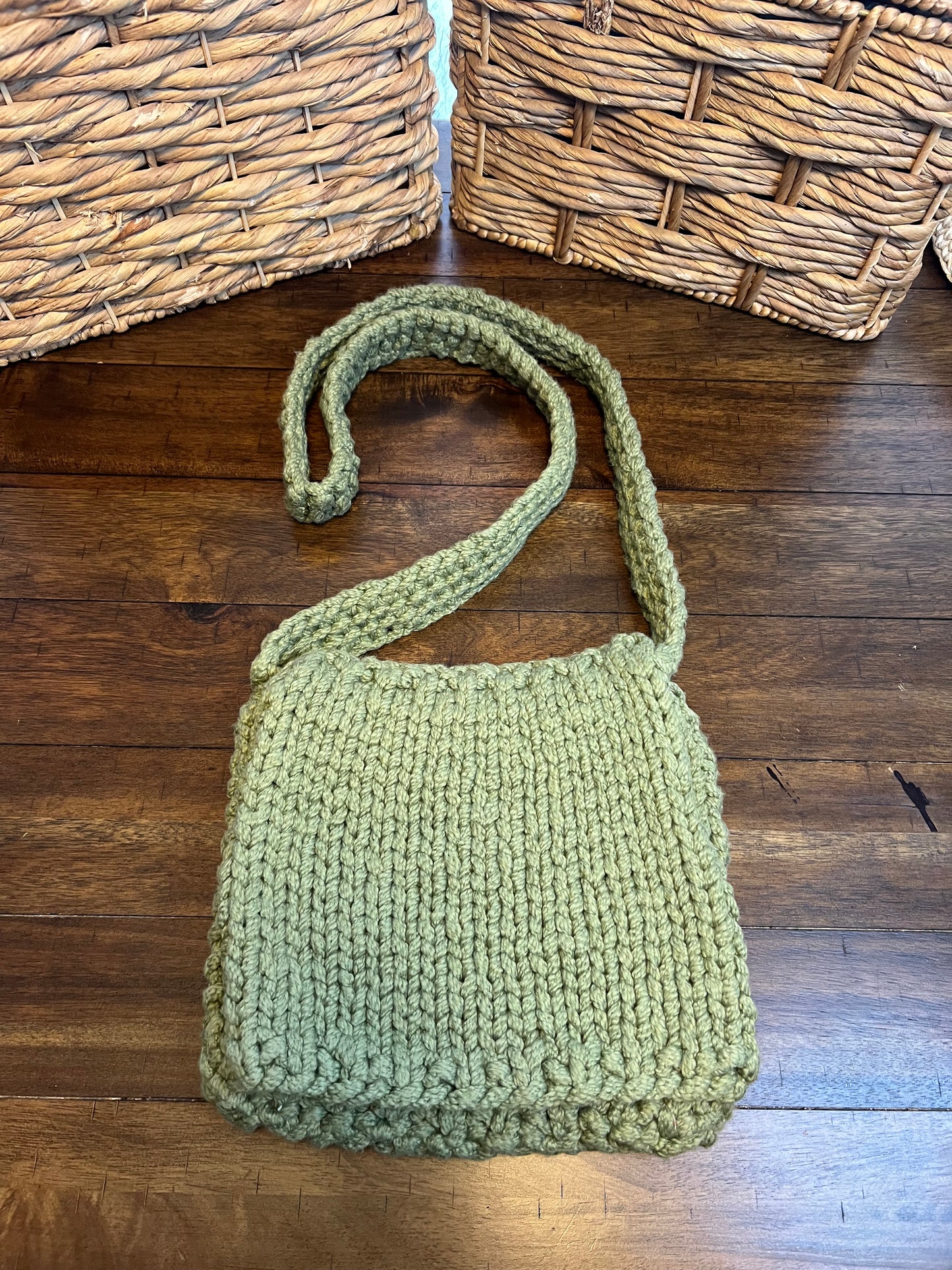 Hand knit cross-body Messenger bag