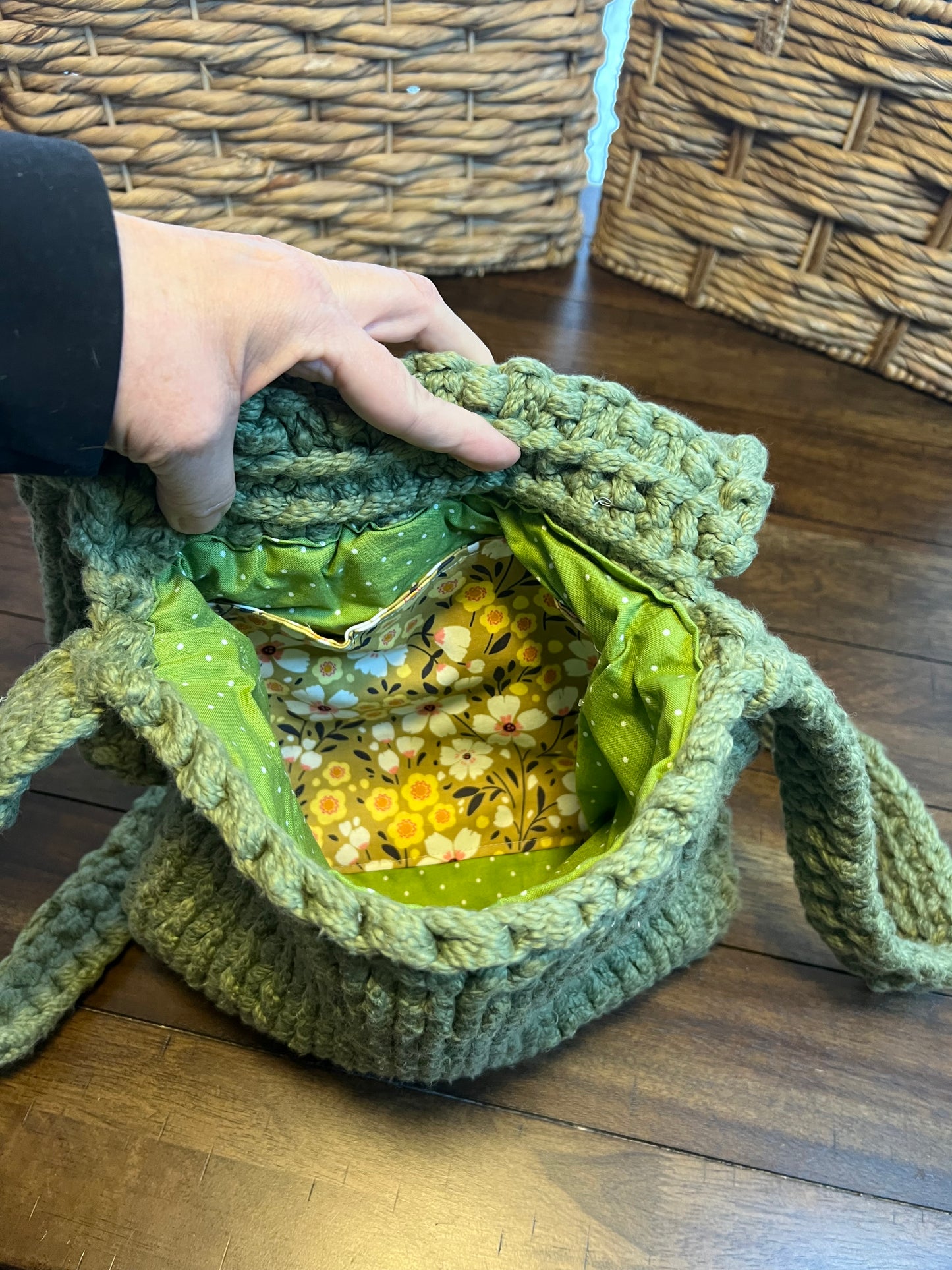 Hand knit cross-body Messenger bag
