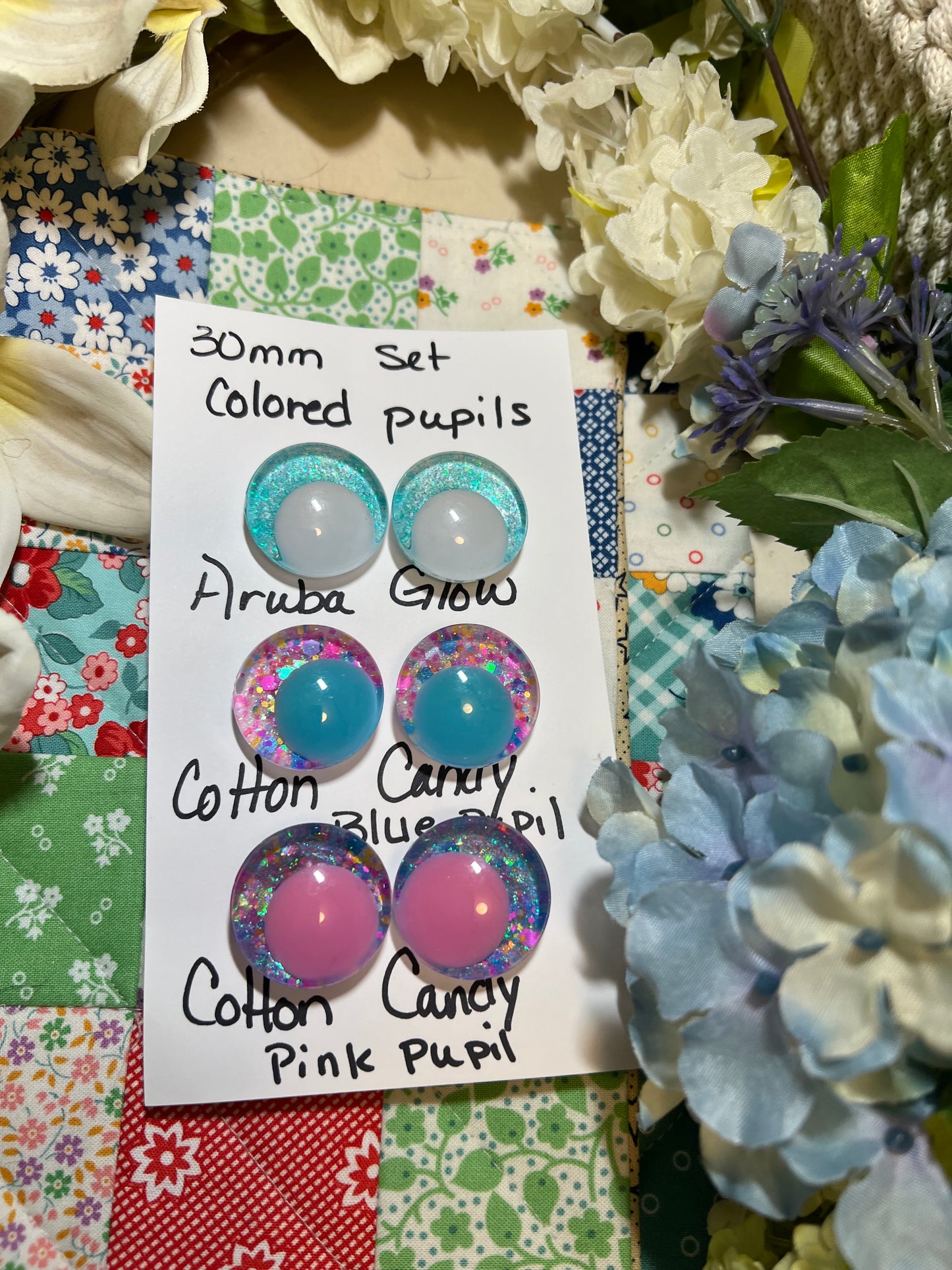 Safety eye set 30 mm colored pupil CCA