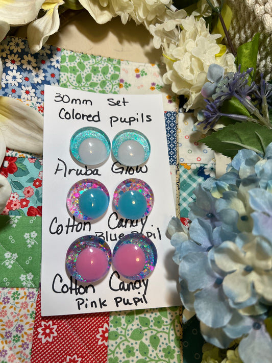 Safety eye set 30 mm colored pupil CCA