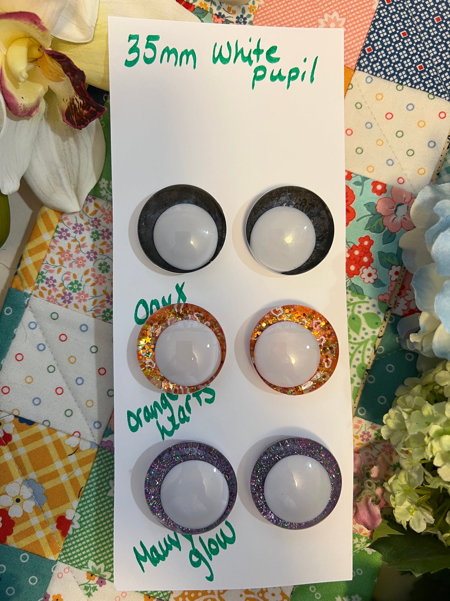 35 mm white pupil safety eye set. OOM