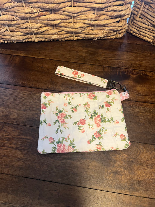 Phone wallet and wristlet combo English roses